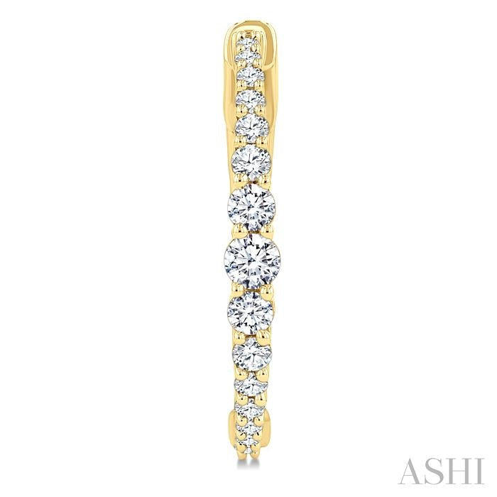 3/4 Ctw Graduated Round Cut Diamond Riviera Hoop Earrings in 14K Yellow Gold 