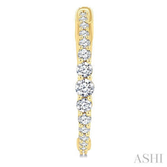 3/4 Ctw Graduated Round Cut Diamond Riviera Hoop Earrings in 14K Yellow Gold 