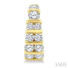 1 Ctw Channel Set Round Cut Diamond Hoop Earrings in 14K Yellow Gold