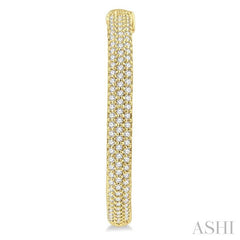 1 Ctw Close Knit Round Cut Diamond Hoop Earring in 14K Yellow Gold