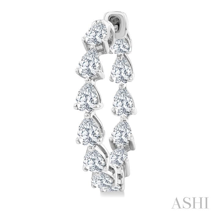 2 5/8 Ctw Inside-Out Pear Cut Diamond Fashion Hoop Earrings in 14K White Gold