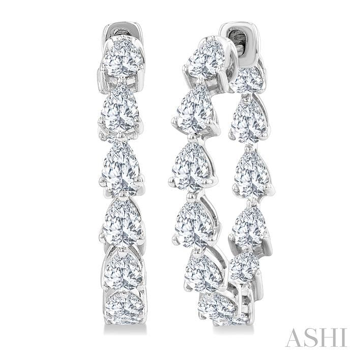 2 5/8 Ctw Inside-Out Pear Cut Diamond Fashion Hoop Earrings in 14K White Gold