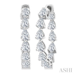 2 5/8 Ctw Inside-Out Pear Cut Diamond Fashion Hoop Earrings in 14K White Gold