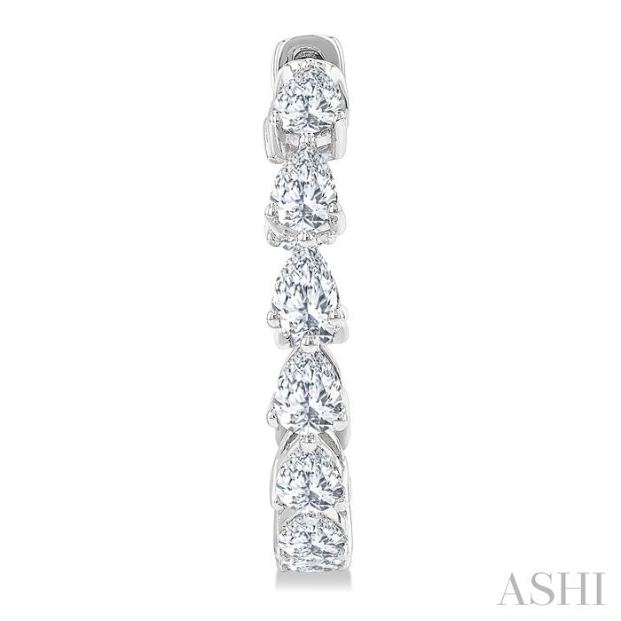 2 5/8 Ctw Inside-Out Pear Cut Diamond Fashion Hoop Earrings in 14K White Gold