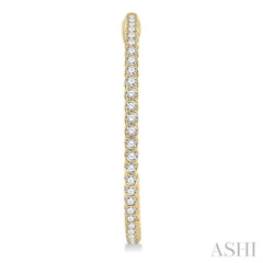 3 Ctw Inside-Out Round Cut Diamond 1 1/2 Inch Hoop Earrings in 14K Yellow Gold