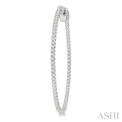 1 Ctw Inside-Out Round Cut Diamond 1 1/2 Inch Hoop Earrings in 14K White Gold
