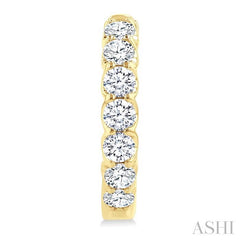 2 Ctw Inside-Out Embellished Round Cut Diamond Hoop Earrings in 14K Yellow Gold