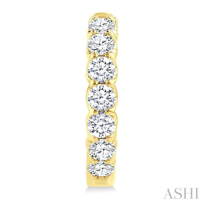 2 Ctw Inside-Out Embellished Round Cut Diamond Hoop Earrings in 14K Yellow Gold