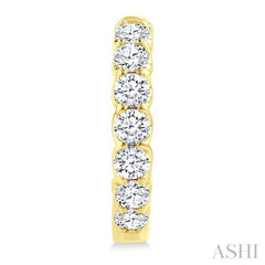 2 Ctw Inside-Out Embellished Round Cut Diamond Hoop Earrings in 14K Yellow Gold