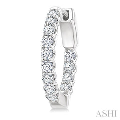 1 Ctw Inside-Out Embellished Round Cut Diamond Hoop Earrings in 14K White Gold