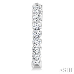 1 Ctw Inside-Out Embellished Round Cut Diamond Hoop Earrings in 14K White Gold