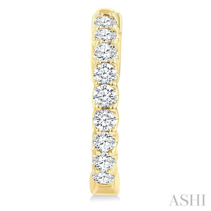1 Ctw Inside-Out Embellished Round Cut Diamond Hoop Earrings in 14K Yellow Gold