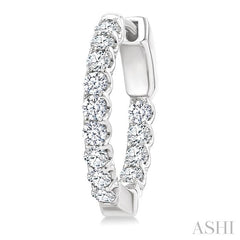 1 Ctw Inside-Out Embellished Round Cut Diamond Hoop Earrings in 14K White Gold