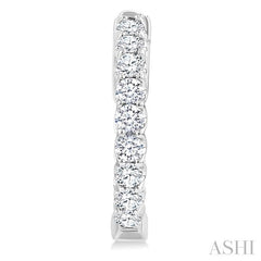 1 Ctw Inside-Out Embellished Round Cut Diamond Hoop Earrings in 14K White Gold