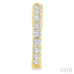 1 Ctw Inside-Out Embellished Round Cut Diamond Hoop Earrings in 14K Yellow Gold