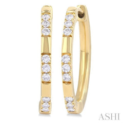 1/4 Ctw Sectioned Round Cut Diamond Fashion Hoop Earring in 14K Yellow Gold