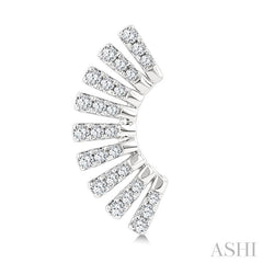 1/3 Ctw Bar-Shaped Accent Arc Round Cut Diamond Fashion Ear Climber in 14K White Gold