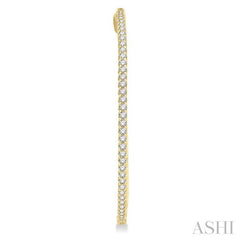 3 Ctw Inside-Out Round Cut Diamond 2-Inch Hoop Earrings in 14K Yellow Gold