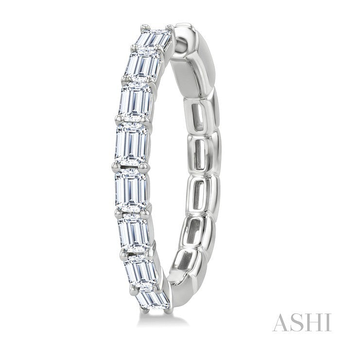 1 7/8 Ctw North-South Emerald Cut Diamond Fashion Hoop Earring in 14K White Gold