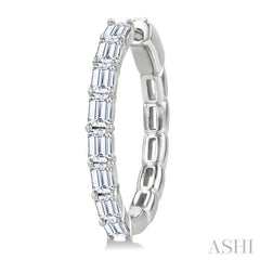 1 7/8 Ctw North-South Emerald Cut Diamond Fashion Hoop Earring in 14K White Gold