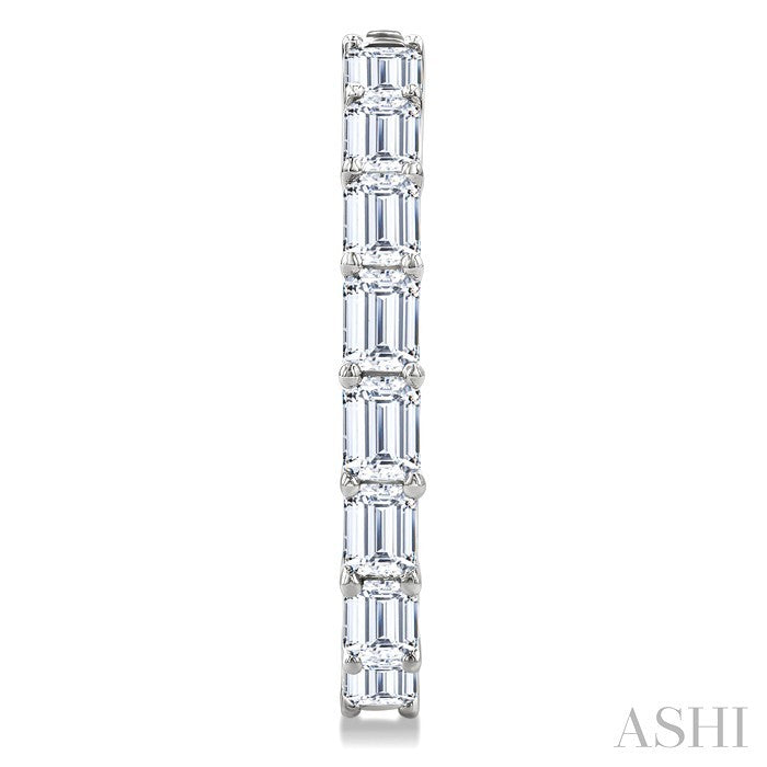 1 7/8 Ctw North-South Emerald Cut Diamond Fashion Hoop Earring in 14K White Gold