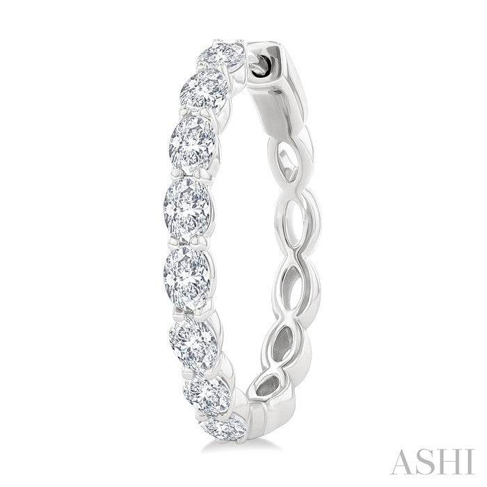 1 7/8 Ctw North-South Oval Cut Diamond Fashion Hoop Earring in 14K White Gold