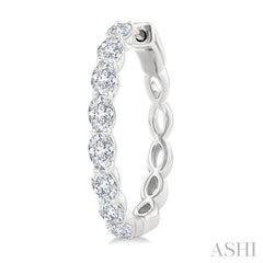 1 7/8 Ctw North-South Oval Cut Diamond Fashion Hoop Earring in 14K White Gold