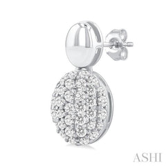 1/3 Ctw Oval Shape Mount Pave Set Round Cut Diamond Fashion Earring in 10K White Gold