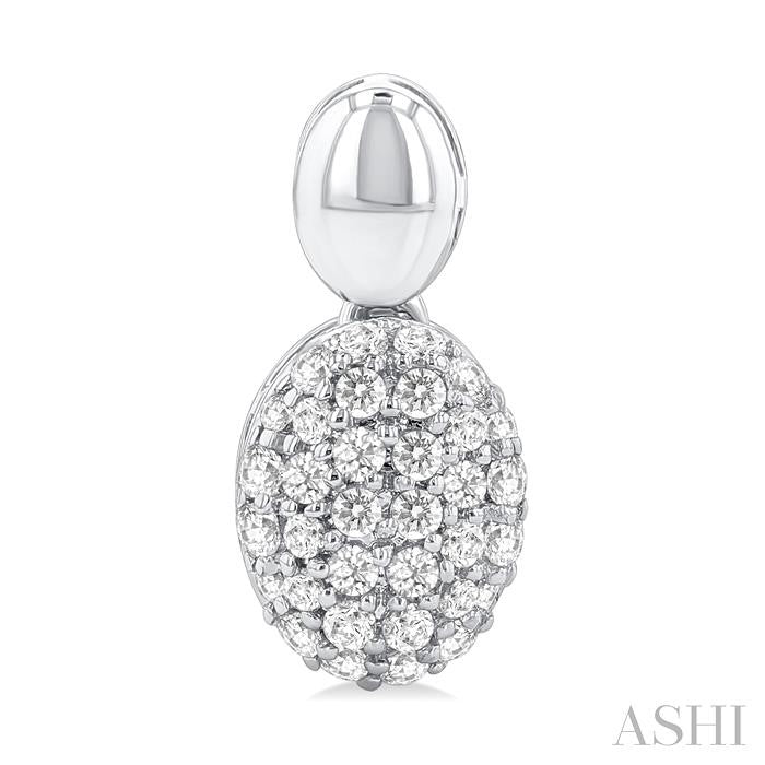 1/3 Ctw Oval Shape Mount Pave Set Round Cut Diamond Fashion Earring in 10K White Gold