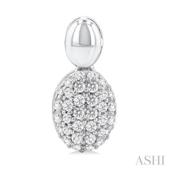 1/3 Ctw Oval Shape Mount Pave Set Round Cut Diamond Fashion Earring in 10K White Gold