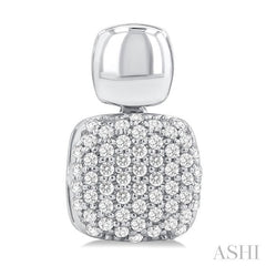 1/3 Ctw Cushion Shape Mount Pave Set Round Cut Diamond Fashion Earring in 10K White Gold