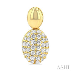 1/3 Ctw Oval Shape Mount Pave Set Round Cut Diamond Fashion Earring in 10K Yellow Gold