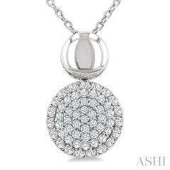 1/4 Ctw Circular Mount Pave Set Round Cut Diamond Fashion Pendant With Chain in 10K White Gold