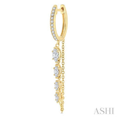 3/4 Ctw Marquise and Round Cut Diamond Journey Long Chain Fashion Earrings in 14K Yellow Gold