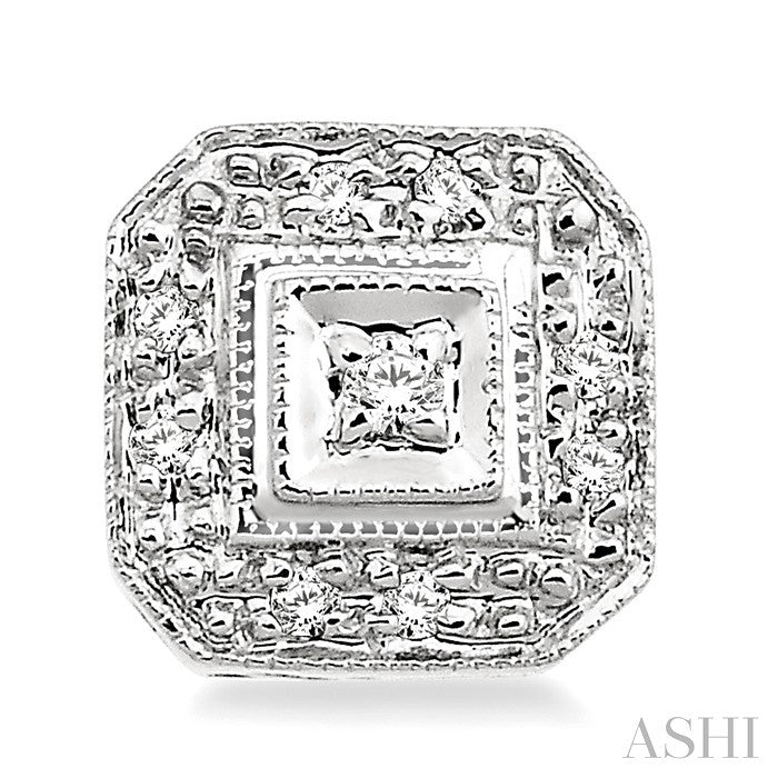 1/10 Ctw Round Cut Diamond Vintage Earrings in 10K White Gold