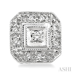 1/10 Ctw Round Cut Diamond Vintage Earrings in 10K White Gold