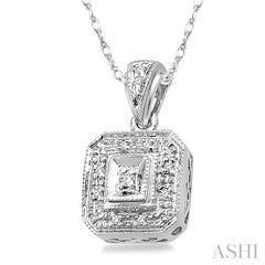 1/20 Ctw Round Cut Diamond Vintage Pendant in 14K White Gold with Chain