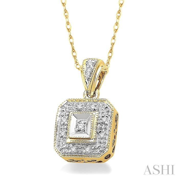 1/20 Ctw Round Cut Diamond Vintage Pendant in 14K Yellow Gold with Chain