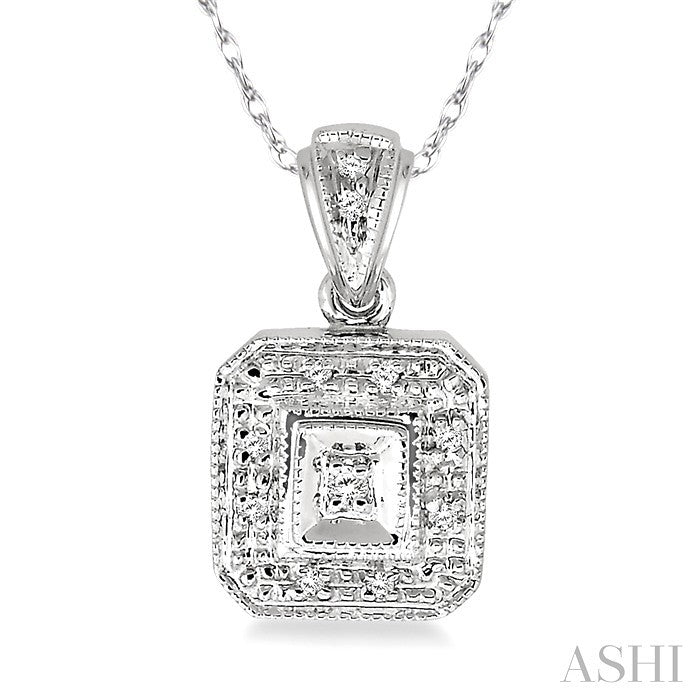 1/20 Ctw Round Cut Diamond Vintage Pendant in 10K White Gold with Chain