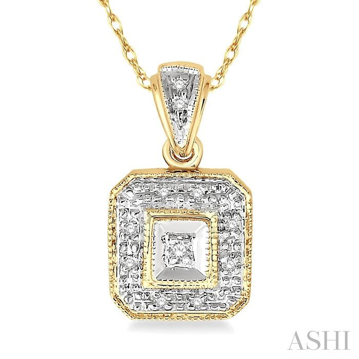1/20 Ctw Round Cut Diamond Vintage Pendant in 10K Yellow Gold with Chain