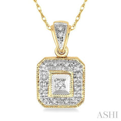 1/20 Ctw Round Cut Diamond Vintage Pendant in 10K Yellow Gold with Chain