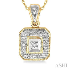 1/20 Ctw Round Cut Diamond Vintage Pendant in 10K Yellow Gold with Chain