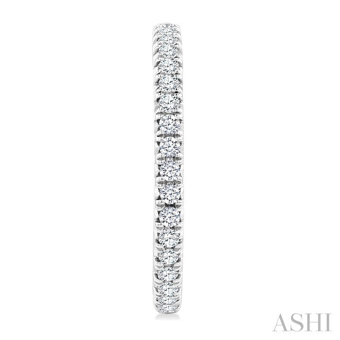 1 Ctw French Pave Set Round Cut Diamond Fashion Half Hoop Earring in 14K White Gold
