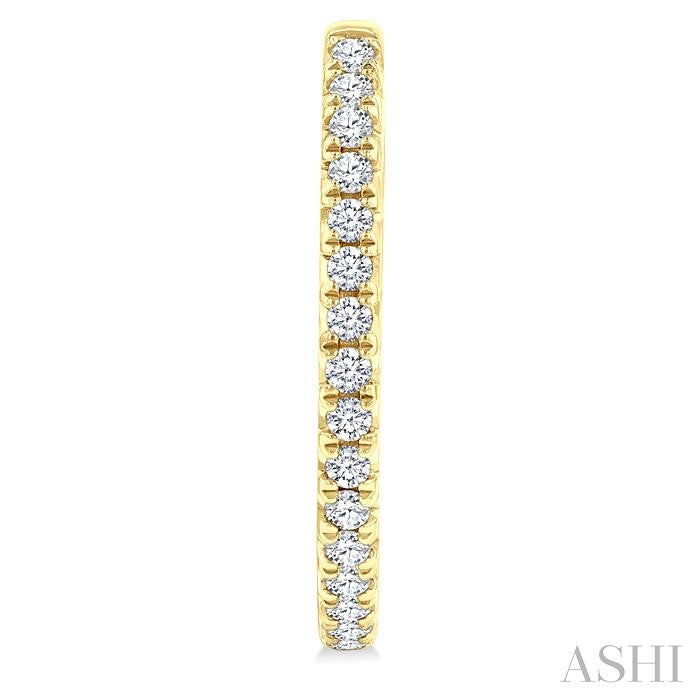 3/4 Ctw French Pave Set Round Cut Diamond Fashion Half Hoop Earring in 14K Yellow Gold
