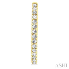 3/4 Ctw French Pave Set Round Cut Diamond Fashion Half Hoop Earring in 14K Yellow Gold