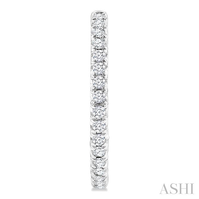 1/2 Ctw French Pave Set Round Cut Diamond Fashion Half Hoop Earring in 14K White Gold