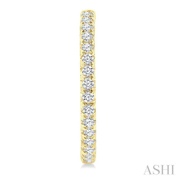 1/2 Ctw French Pave Set Round Cut Diamond Fashion Half Hoop Earring in 14K Yellow Gold