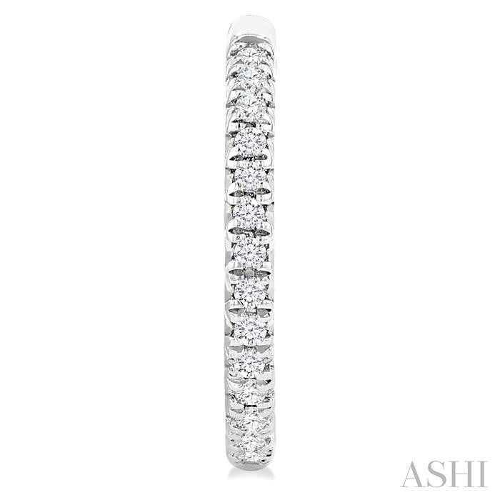 1/6 Ctw French Pave Set Round Cut Diamond Fashion Half Hoop Earring in 14K White Gold