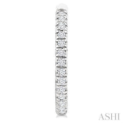 1/6 Ctw French Pave Set Round Cut Diamond Fashion Half Hoop Earring in 14K White Gold