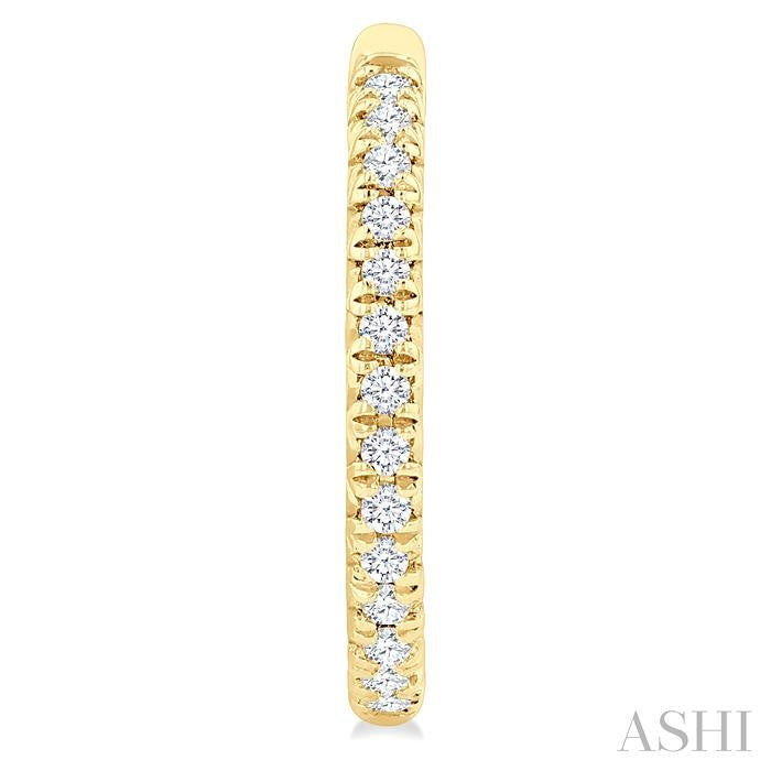 1/6 Ctw French Pave Set Round Cut Diamond Fashion Half Hoop Earring in 14K Yellow Gold